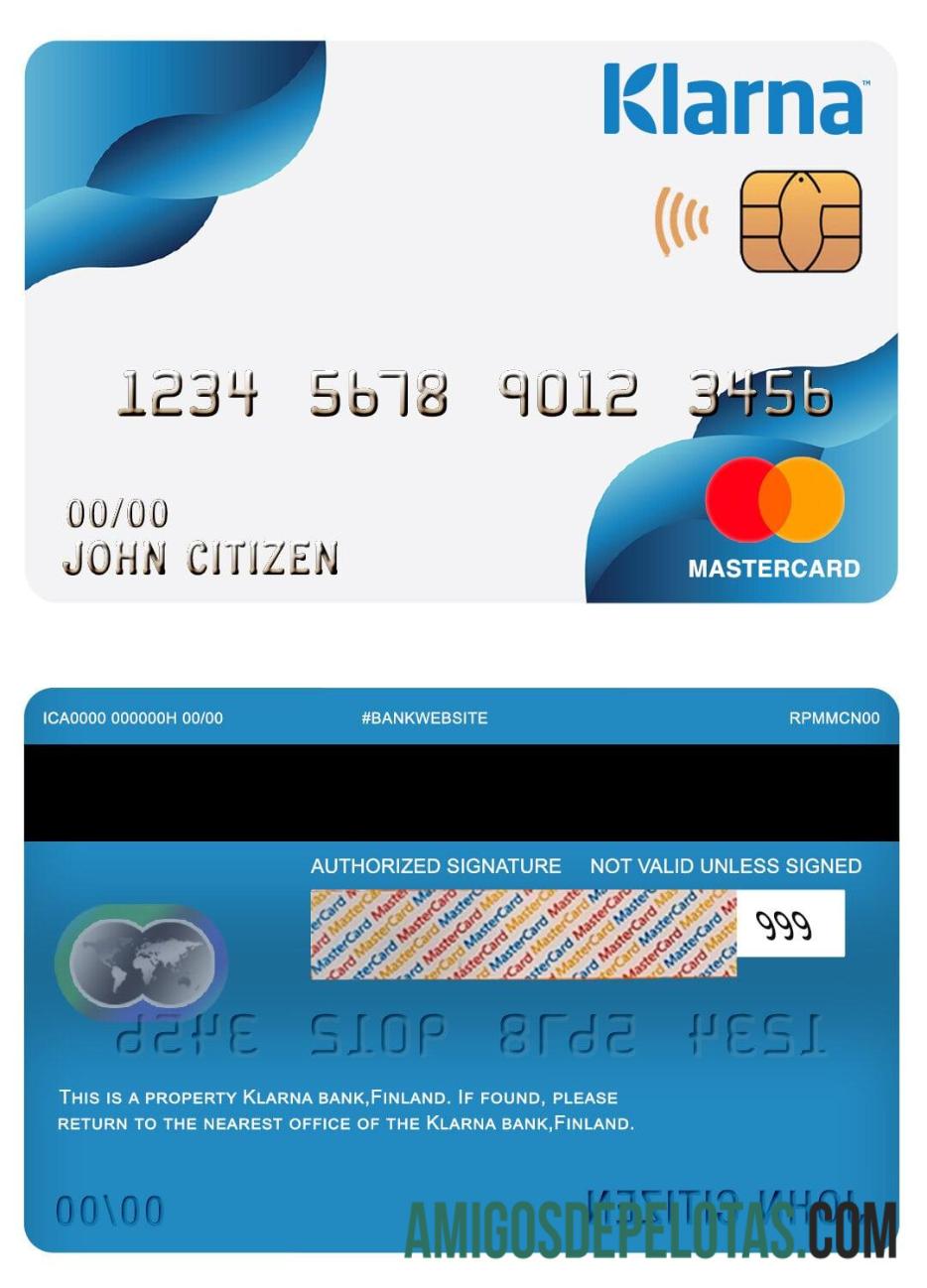 Finlândia Klarna Bank Mastercard exemplo